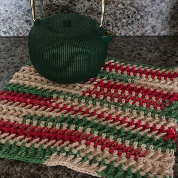 Multicolored Crochet Dish Drying Mats 100% Cotton Kitchen - Picture 4 of 11